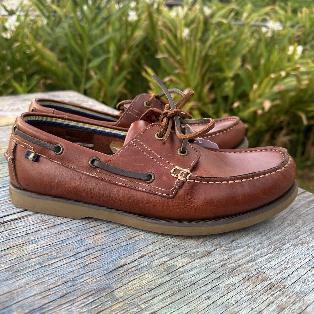 Marks & Spencer Autograph Men's 10.5 Brown Leather Oxford Deck Shoes Lace Ups BP